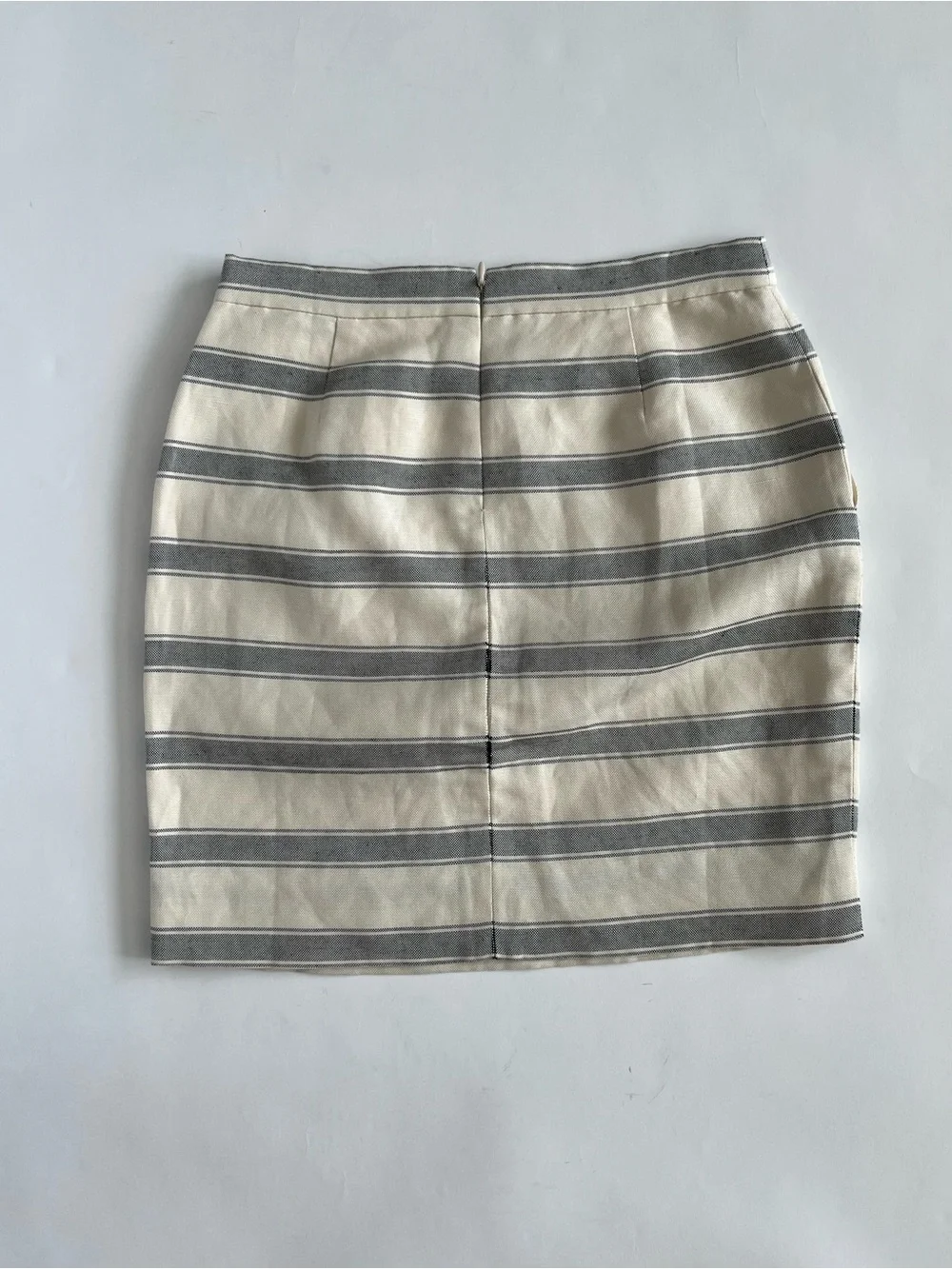 J. Crew Cream and Gray Striped Pencil Skirt